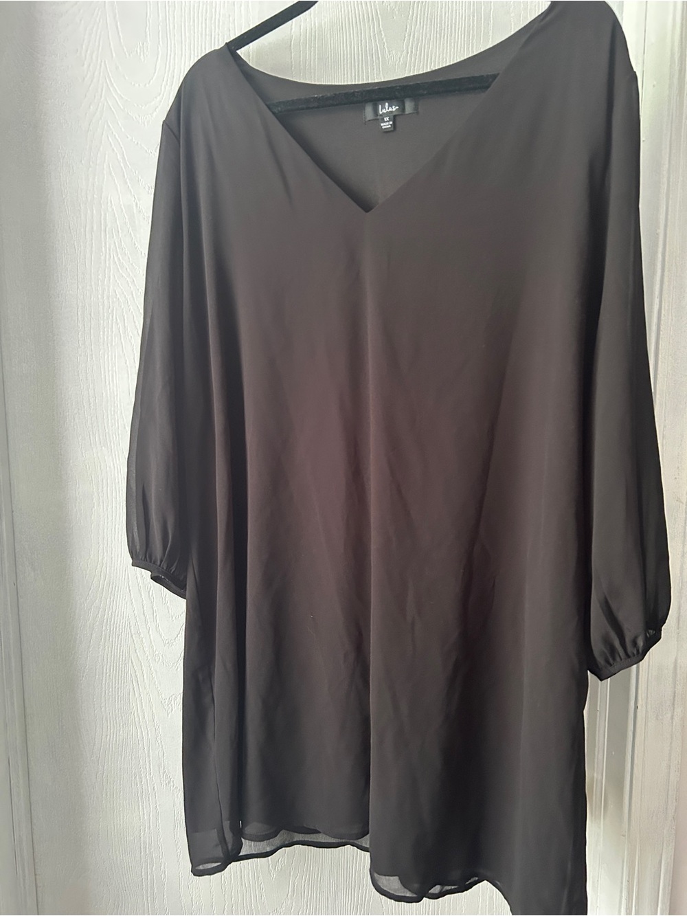 Lulus Black V-Neck Chiffon Tunic Dress 1X